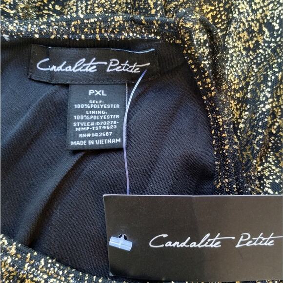 O Candalite Petite Women's Gold Black Pleated Sleeveless Midi Knee Dress NWT PXL - Picture 4 of 14